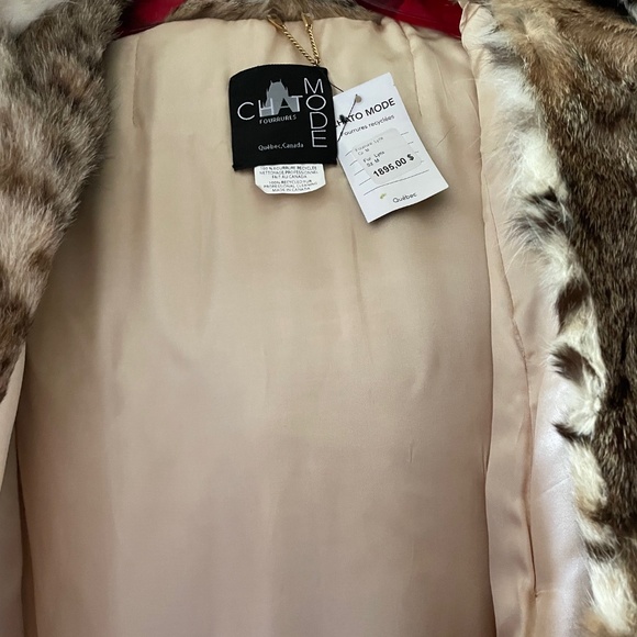 Auth. stunning real lynx fur coat with white fur trim, NWT, pristine, M-L - Picture 6 of 7